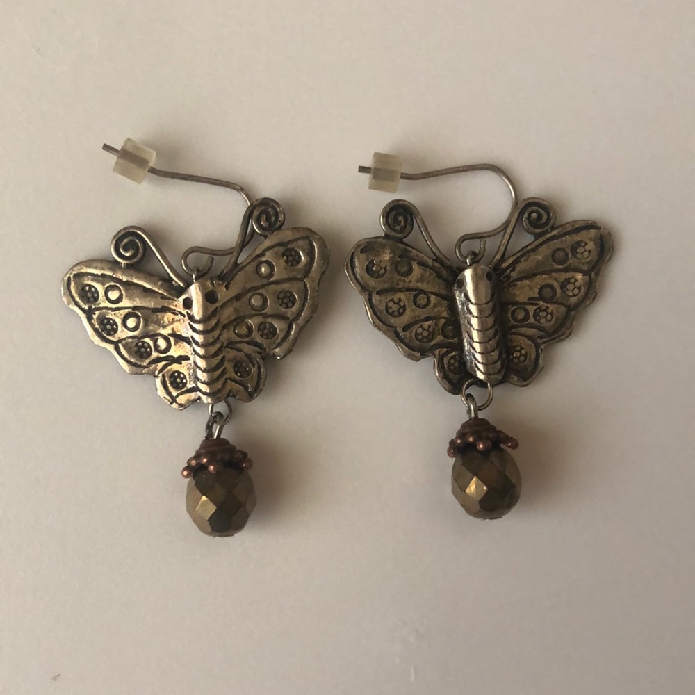 Metal Butterfly Dangling Earrings